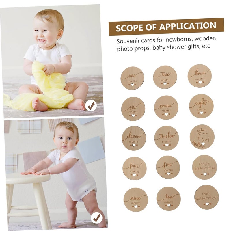 UPKOCH Wooden Growth Announcement Discs Set For Newborn Photography Baby Shower Memory Keepsakes - Image 3